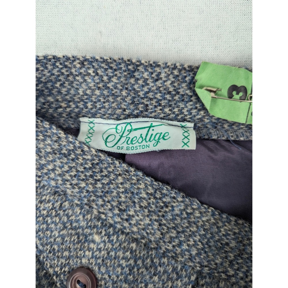 Prestige of Boston Tweed Marled Wool Pencil Skirt Blue Gray High Waist 25 VTG - Picture 8 of 13